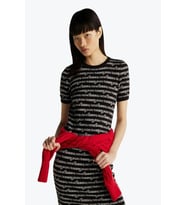 Tommy Hilfiger TJW SCRIPT AOP SWEATER DRESS Kadın Siyah Elbise DW0DW194780GM