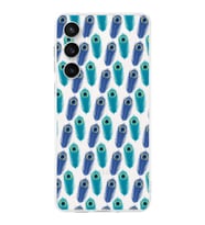 PrintiFy Galaxy S24 Fe ile Uyumlu Nazar Boncuğu 4  Kamera Korumalı Şeffaf Silikon Kılıf