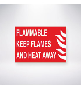 Flammable Keep Flames And Heat Away 21x28 Arkası Yapışkanlı Levha