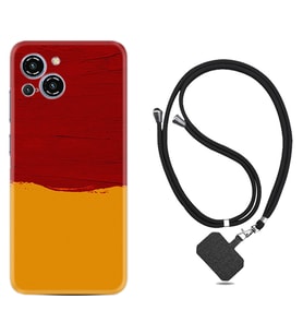 Reeder S23 Max Pro Kılıf Silikon Boyun Askılı İpli Desenli Silikon Sarı Kırmızı Boya 1708