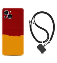 Reeder S23 Max Pro Kılıf Silikon Boyun Askılı İpli Desenli Silikon Sarı Kırmızı Boya 1708