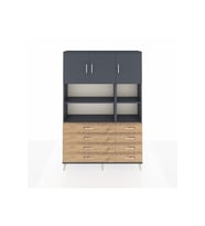 Arges Dolap 8 Raflı 8 Çekmeceli 3 Kapaklı 132x30x195 Antrasit-Antrasit/Çam
