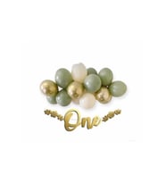 Gold One Kaligrafi Banner Küf Yeşili Krom Gold Deniz Kumu Balon Mini Zincir Set
