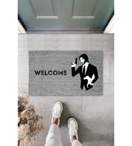 Dormot Modern Dijital Baskı -Gri John Wick - 70x45 cm - Kapı Önü Paspası (Bej)