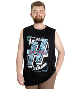 Mode XL Büyük Beden Erkek Atlet HAWAII 23011 Siyah