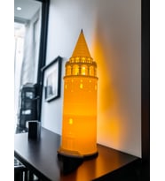 FingArt Galata Kulesi Tealight Mum Aydınlatmalı Dekoratif Obje Ev ve Ofis Dekoru (Beyaz)