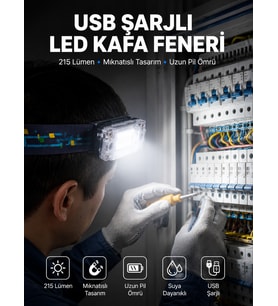 Kafa Lambası Led Fener Pratik Taşınabilir Ayarlanabilir Usb Şarjlı
