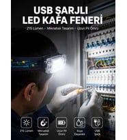Kafa Lambası Led Fener Pratik Taşınabilir Ayarlanabilir Usb Şarjlı