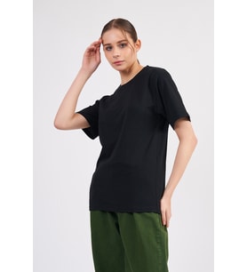 Nare Giyim Siyah Pamuklu Basic Kadın T-shirt (Siyah)