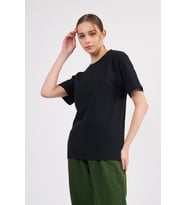 Nare Giyim Siyah Pamuklu Basic Kadın T-shirt (Siyah)