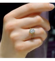 Lotus Çiçeği Baget Altın Tektaş Yüzük (Gold)