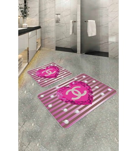 Renkli bitki desenli Desenli Banyo Halısı Klozet Paspas Seti BS351