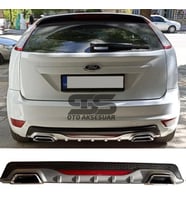 Ford Focus 2 HB Difüzör Arka Tampon Eki 2 Egzoz Çıkışlı Gri Reflektörlü