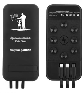 Kişiye Özel Öğretmenler Gününe Özel 10000 mAh Wireless Powerbank Taşınabilir Telefon Şarj Cihazı