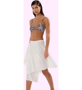 Kadın Asimetrik Flamlı Pamuk Dokuma Etek Beachwear Günlük Kullanım Yaz Aylarının Vazgeçilmezi