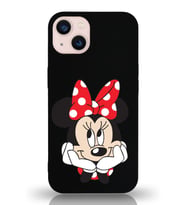 Apple iPhone 13 Mini  Lansman Kılıf Minnie Mouse Tasarımlı Altı Kapalı İçi Kadife Kaplı  Kapak (Şeffaf)