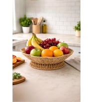 Rattan Meyvelik, 28 cm, Ayaklı, Dekoratif Hasır Sunumluk, Şık Tasarım
