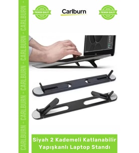 Özel Üretim Ergonomik Notebook Yükseltici Siyah 2 Kademeli Katlanabilir Yapışkanlı Laptop Standı
