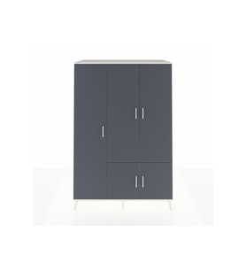 Kronos Dolap 7 Raflı 5 Kapaklı Tek Askılı 132x59x195 Aytaşı-Antrasit/Aytaşı