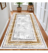 Eliana Home Dijital Baskı Yıkanabilir Kaymaz Taban Salon Halısı Ve Yolluk LN177-FNL484 (Sarı)