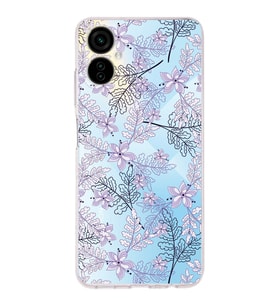PrintiFy Tecno Camon 19 Neo Uyumlu Kamera Korumalı Floral Lila Tasarımlı Şeffaf Silikon Kılıf