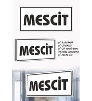 Mescit Yazılı Beyaz MDF Kapı Levhası