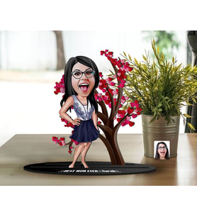 BK Gift Kişiye Özel Anneler Günü Karikatürlü 3D Ahşap Biblo, Anneler Günü Biblo, Ahşap Biblo, Anneye Hediye, Ev Dekoru-3