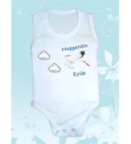 Yeni Doğan Kişiye Özel İsimli Erkek Bebek Body Zıbın (Beyaz)