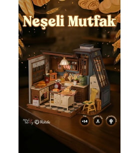 Neşeli Mutfak 3D Puzzle Ahşap Minyatür Maket Kiti DIY Kendin Yap