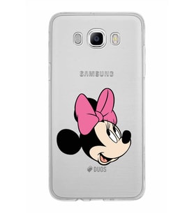 Samsung Galaxy J7 2016 Kapak Minnie Mouse Tasarımlı Şeffaf Silikon Kılıf