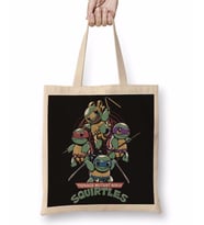 Squirtles Ninja Kaplubağlar Bez Çanta Uzun Saplı
