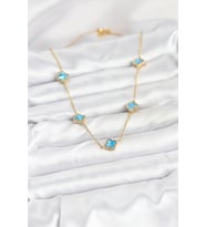 316L Çelik Zincir Gold Renk Buz Mavisi Baby Boy Yonca Kadın Kolye 5886 - HPSBYI3467-2075