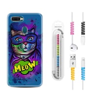 Oppo A5S A15 A16 A54 A55 A73 A74 Kılıf Kablo Koruma Spiral Silikon Super Meow 1715