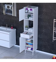 Modilayn ARDA Banyo Dolabı 35x173x32,5cm 1 çekmece 2 kapak ve 7 raflı İhtiyaca uygun kolay kurulum