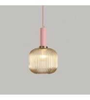 Rsylight Rustik Dekoratif Metal Modern Pudra Somon Opal Bal Camlı Tekli  Avize