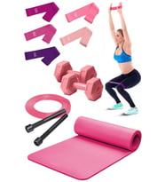Pilates Seti 5 Adet Lateks Squat Bant Atlama Ipi Dambıl Yoga Matı