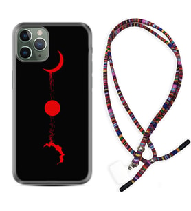 Apple iPhone 11 12 13 14 Pro Max Kılıf Boyun Asklı Rasta Silikon Red Moon 1710