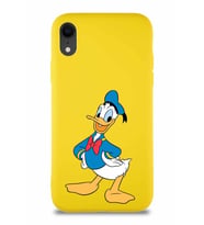 Apple iPhone XR Soft Premier Kapak Donald Duck-C Tasarımlı Silikon Kılıf - Sarı (Şeffaf)