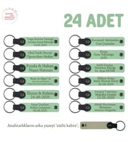 Açık Yeşil & Sütlü Kahve, Doğa Yürüyüş Grubu İçin İsim Yazlıabilen Hatıra Anı Anahtarlık 24’lü Set