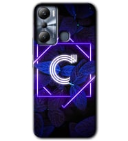 İnfinix Hot 20i Kılıf HD Desen Baskılı Kılıf - Dark Neon Yaprak C Harfi