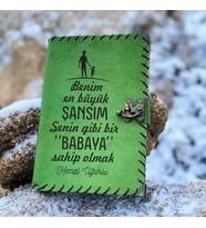 En Büyük Şansım Babam Deri Defter (Turuncu)