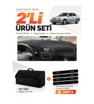 VOLVO S40 (1996-2002) Uyumlu Torpido Örtüsü + Tay Tüyü Bagaj Çantası + Sticker Seti - Siyah