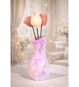 PINK LOVE CANDLE-romantik el yapımı mum (Pembe-Lila)