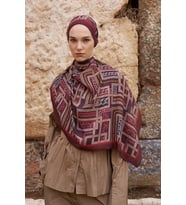 BORDO ED Scarf Sunrise Geometrik Desen Şal