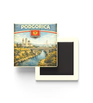 Retro Karadağ Podgorica Şehri Temalı Vintage Buzdolap Magneti – 9x9 cm