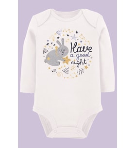 Organik Baskılı Pamuklu Unisex Bebek Body UZUNE206