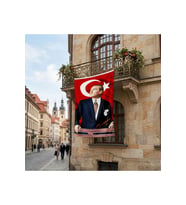İstikbal GöklerdedirAtatürk ve Türk Bayrağı Poster Bayrak Premium Raşel Kumaş ATA36