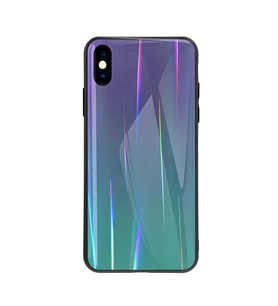 iPhone XS Max Kılıf Renkli Desenli Friz Cam Kılıf (Yeşil)
