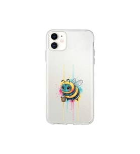 iPhone 11 ile uyumlu Splash arı tasarımlı şeffaf silikon kılıf
