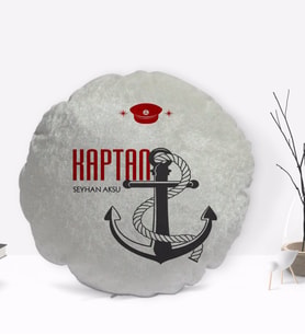 BK Gift Kişiye Özel İsimli Kaptan Tasarımlı Dekoratif Kırlent Yastık-1